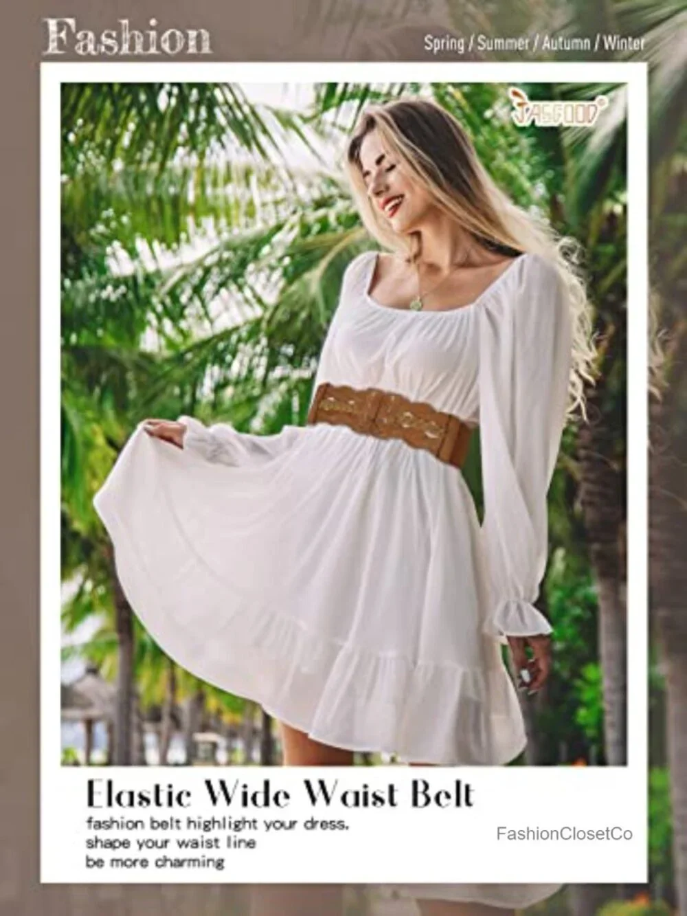 Vintage Lace-Up PU Leather Elastic Waist Belt for Dresses